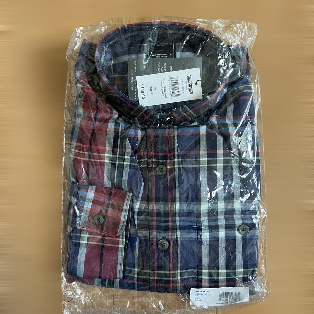 NWT Todd Snyder New York Mens Summerweight button-down plaid shirt in Small - Picture 2 of 4